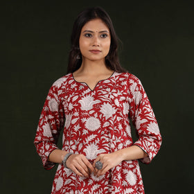  Sanganeri Block Printing Cotton Long Kurta for Women