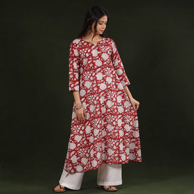  Sanganeri Block Printing Cotton Long Kurta for Women