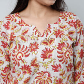  Sanganeri Block Printed Cotton Long Kurta 
