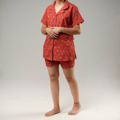 Buy Sanganeri Block Printed Cotton Night Suit Online at iTokri.com