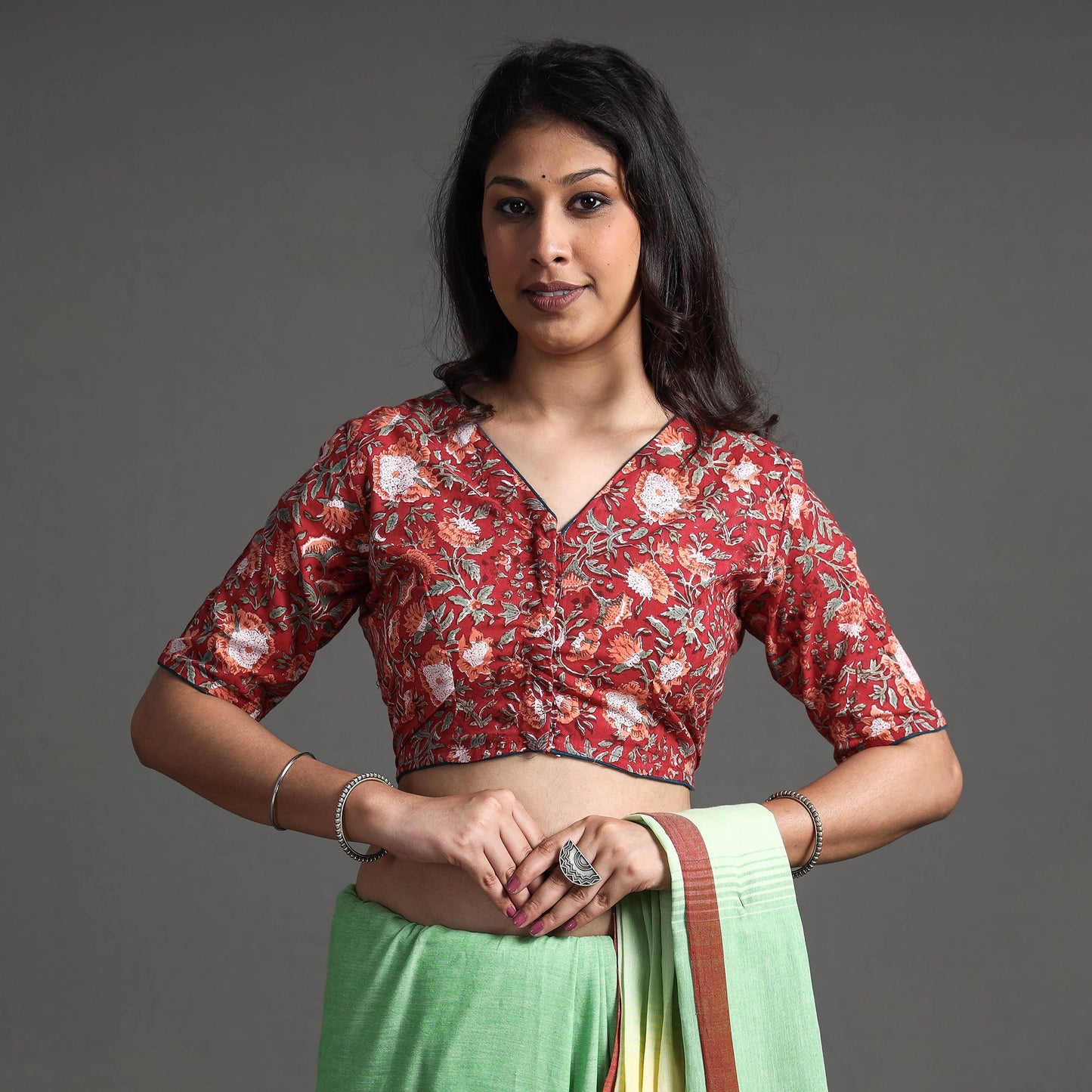 Buy Sanganeri Block Printed Cotton Stitched Blouse Online at iTokri.com