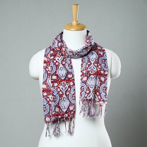Buy Sanganeri Block Printed Cotton Stole with Tassels 29 Online at iTokri.com