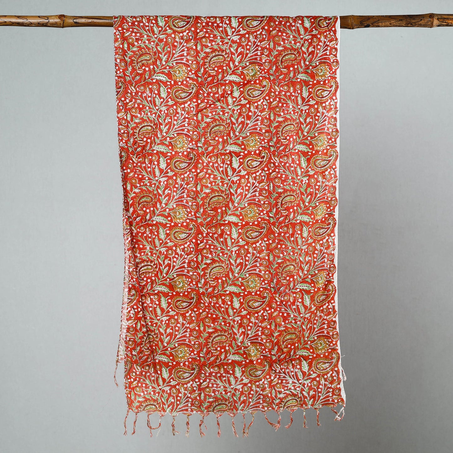 Buy Sanganeri Block Printed Cotton Stole with Tassels 47 Online at iTokri.com