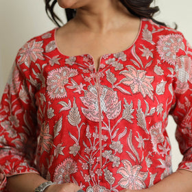  Sanganeri Block Printed Mul Cotton Straight Kurta 