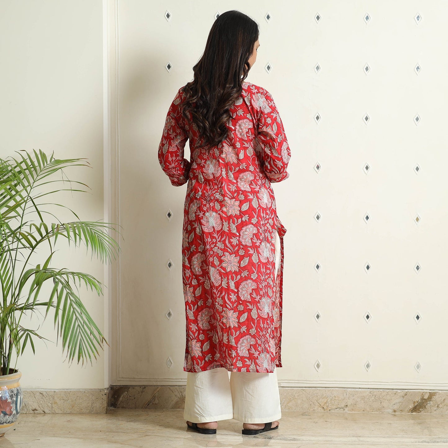  Sanganeri Block Printed Mul Cotton Straight Kurta 