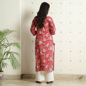  Sanganeri Block Printed Mul Cotton Straight Kurta 