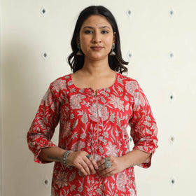  Sanganeri Block Printed Mul Cotton Straight Kurta 