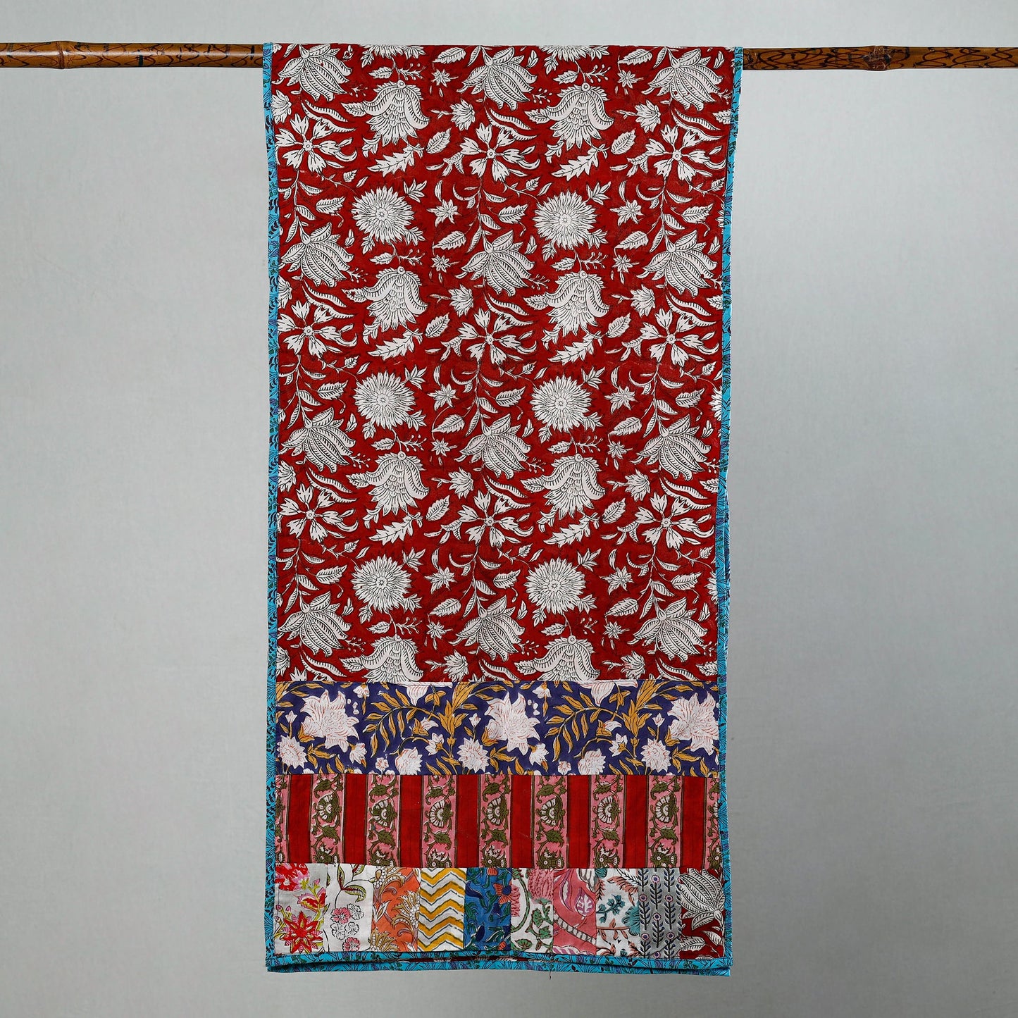 Buy Sanganeri Block Printed Patchwork Cotton Stole Online at iTokri.com