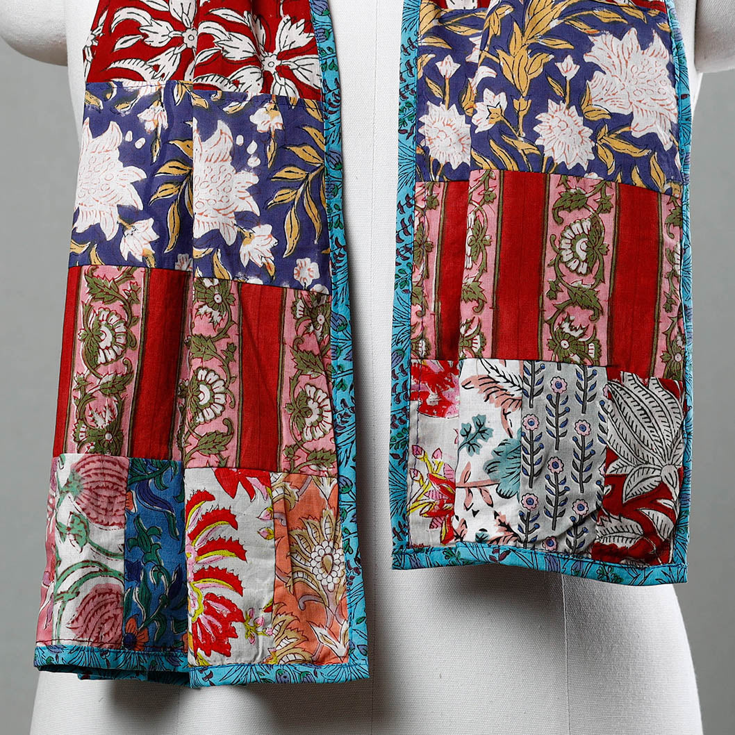 Buy Sanganeri Block Printed Patchwork Cotton Stole Online at iTokri.com