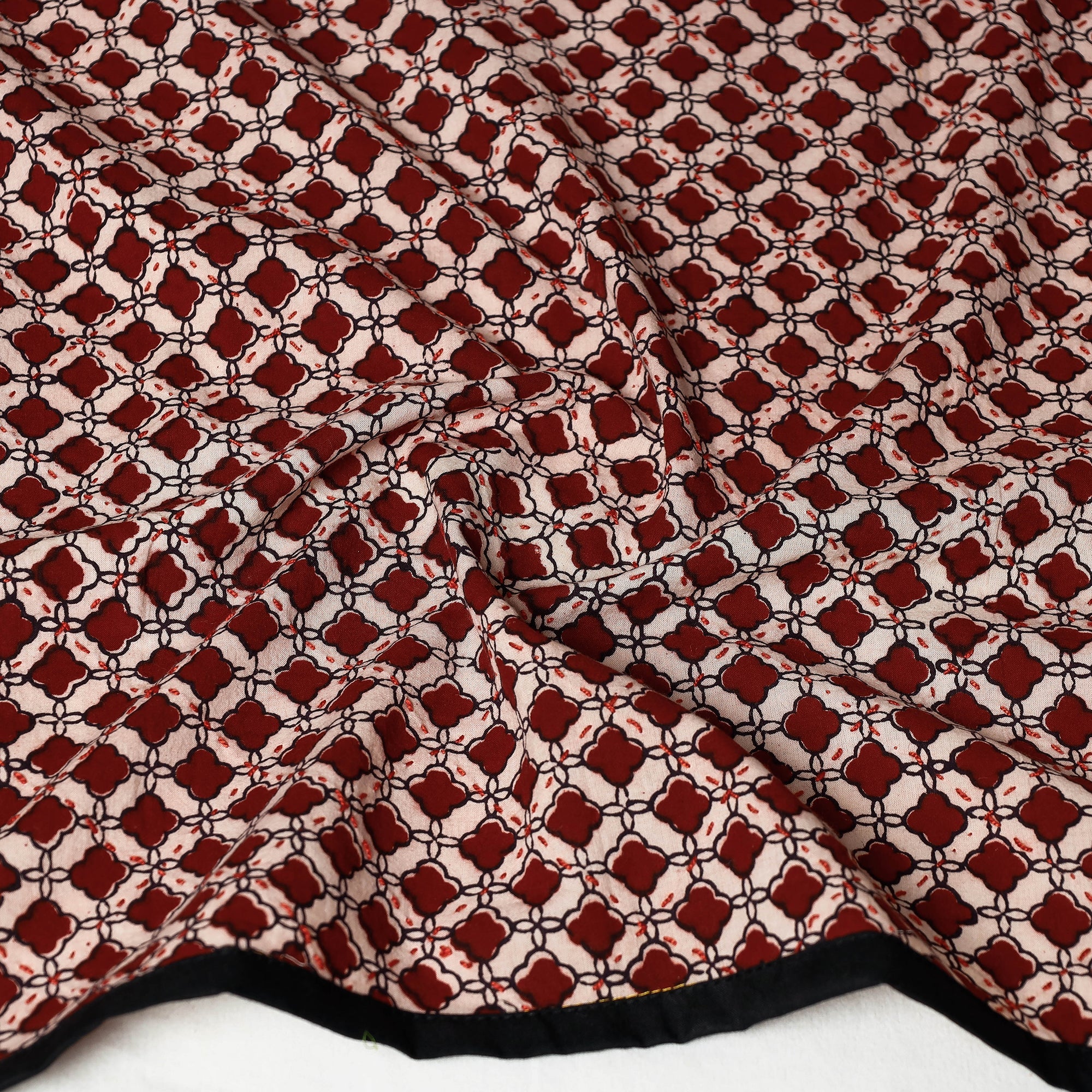 Red - Sanganeri Block Printed Tagai Work Cotton Stole