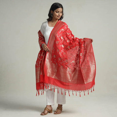  Semi Silk Zari Jaal Banarasi Dupatta 