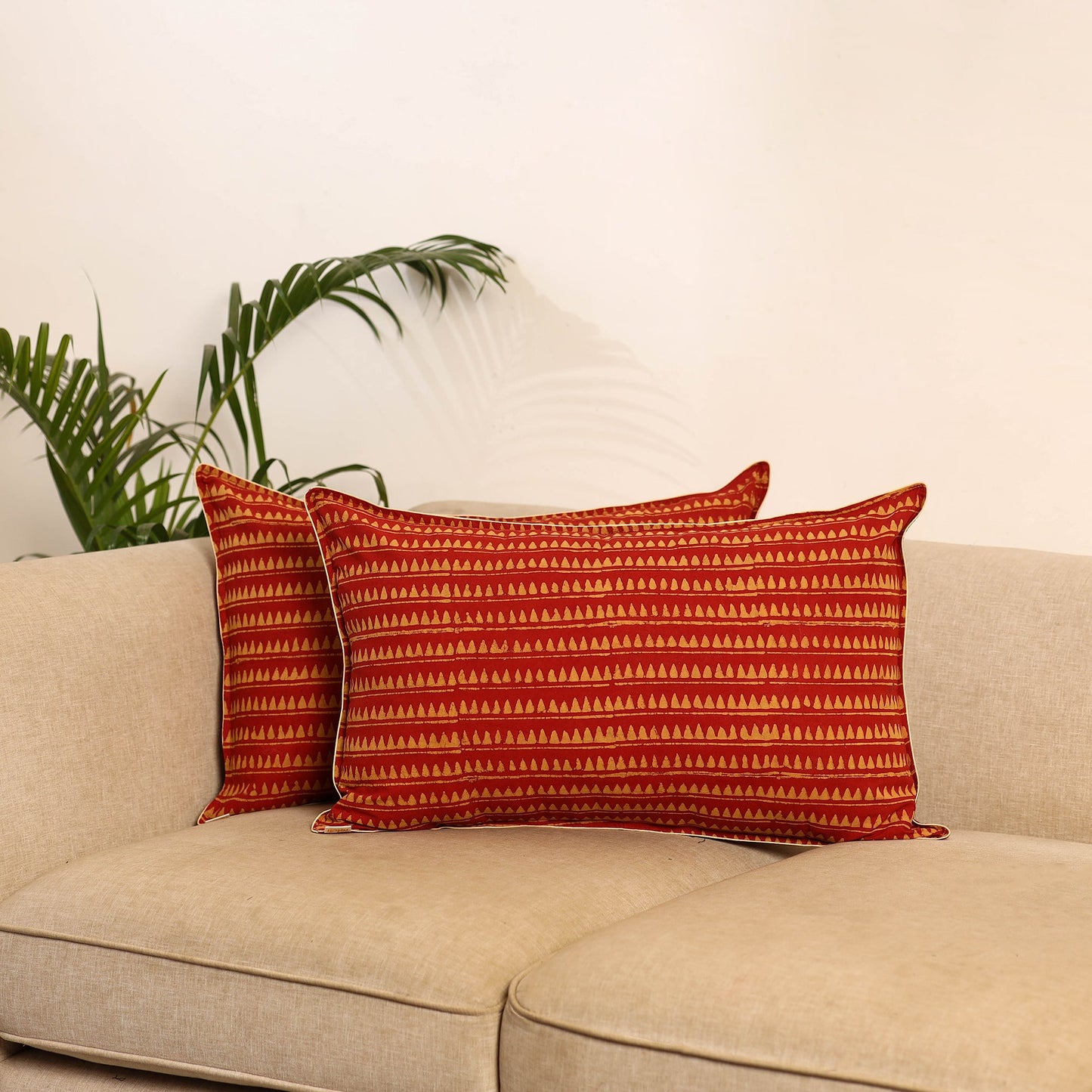 Red - set of 2 akola hand pillow covers 100 - handcrafted