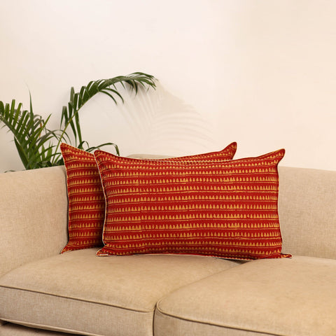 Red - set of 2 akola hand pillow covers 100 - handcrafted