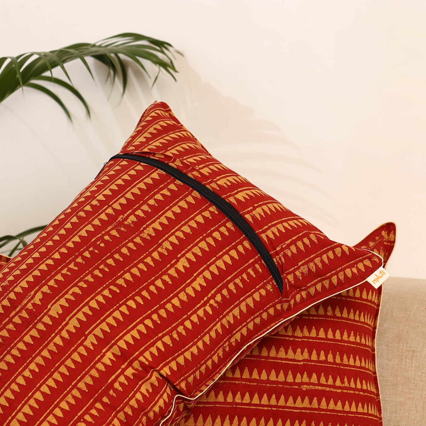 Red - set of 2 akola hand pillow covers 100 - handcrafted