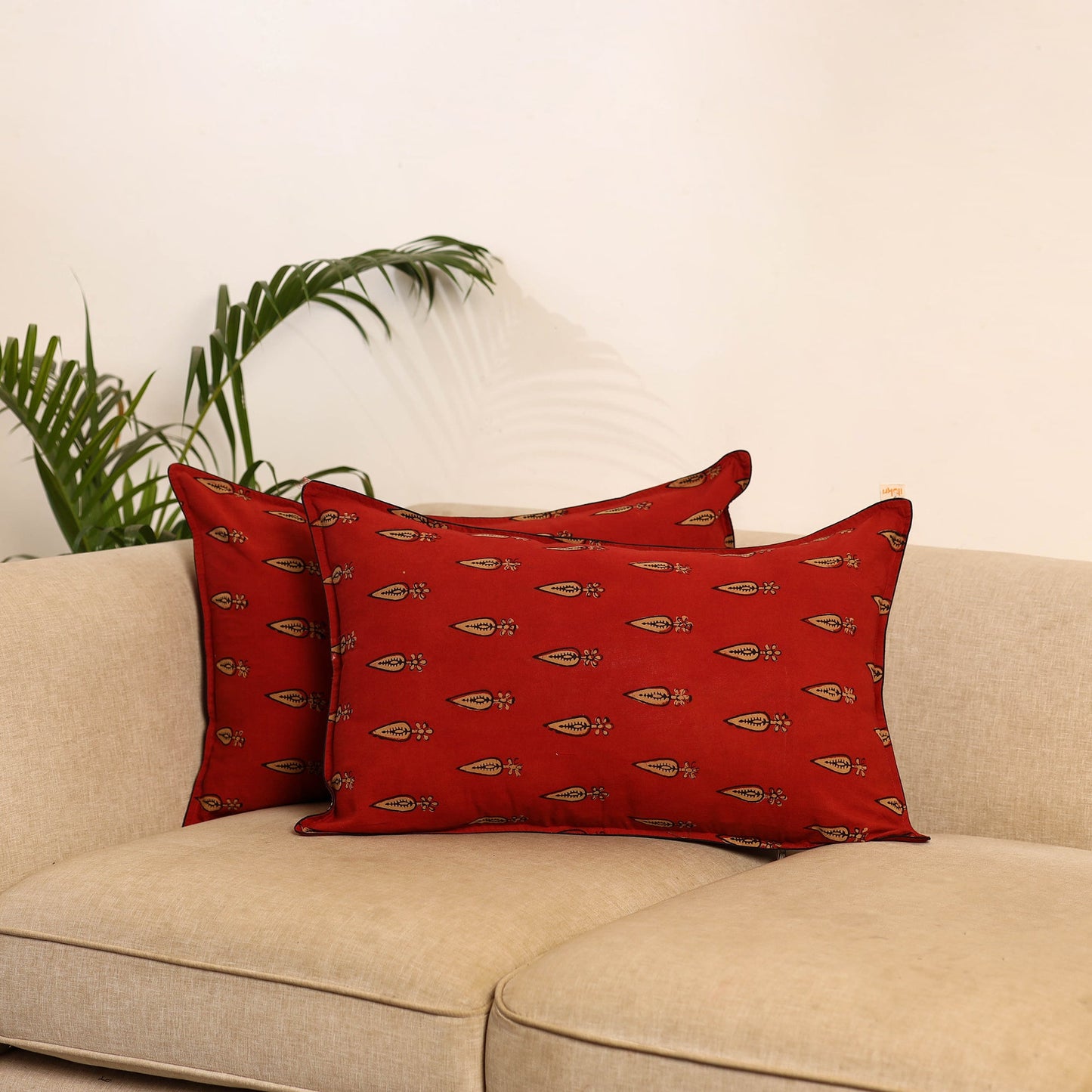 Red - set of 2 akola hand pillow covers 104 - handcrafted