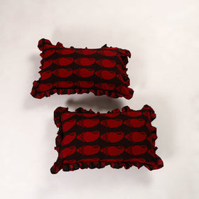 Red - set of 2 bagh cotton frill pillow covers 07