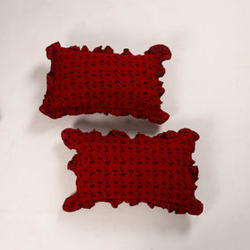Buy Red Set of 2 Bagh Block Print Cotton Frill Pillow Covers