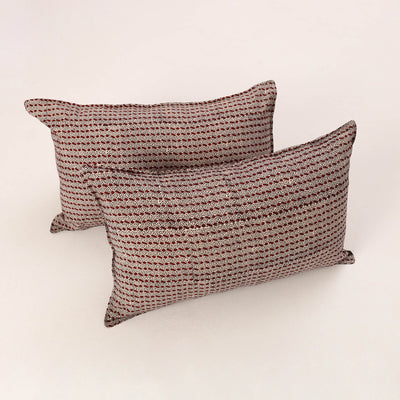 Set of 2 Red Bagh Block Print Cotton Pillow Covers