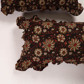 Red - set of 2 bagru cotton frill pillow covers 19