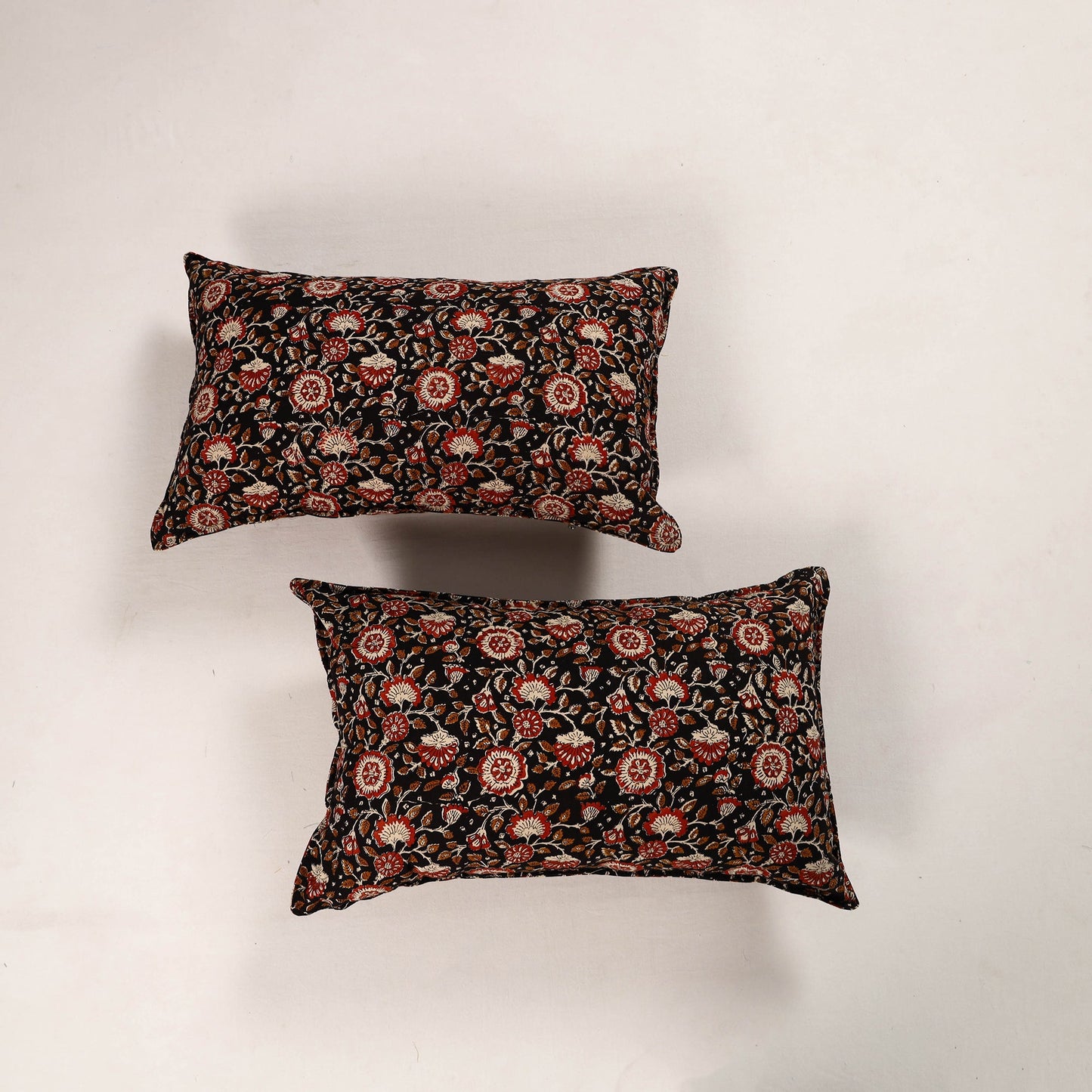 Red - set of 2 bagru cotton pillow covers 21 - handcrafted