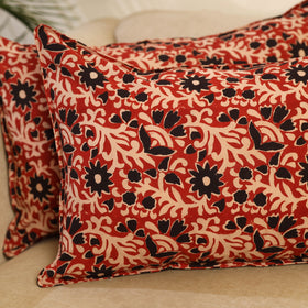 Buy Set of 2 Red Bagru Block Print Cotton Pillow Covers