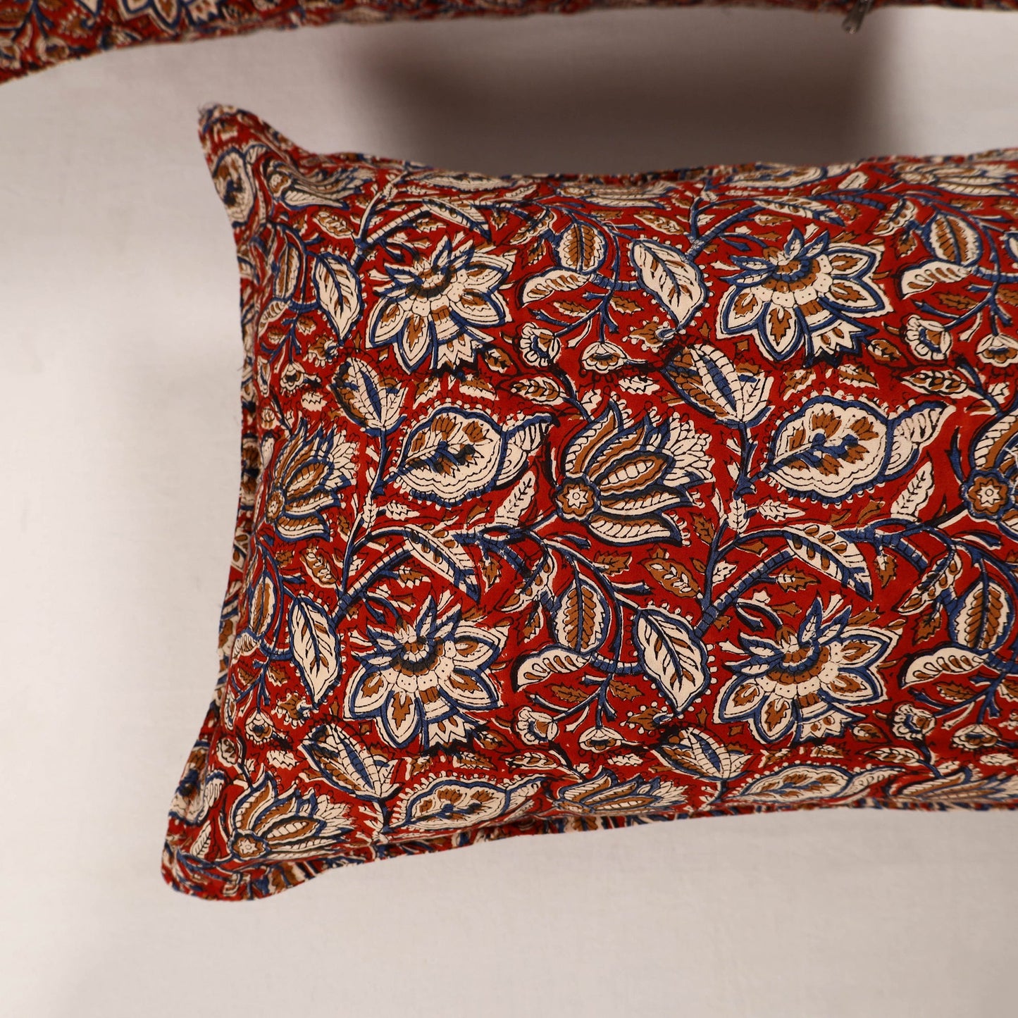 Red - set of 2 bagru cotton pillow covers 25 - handcrafted