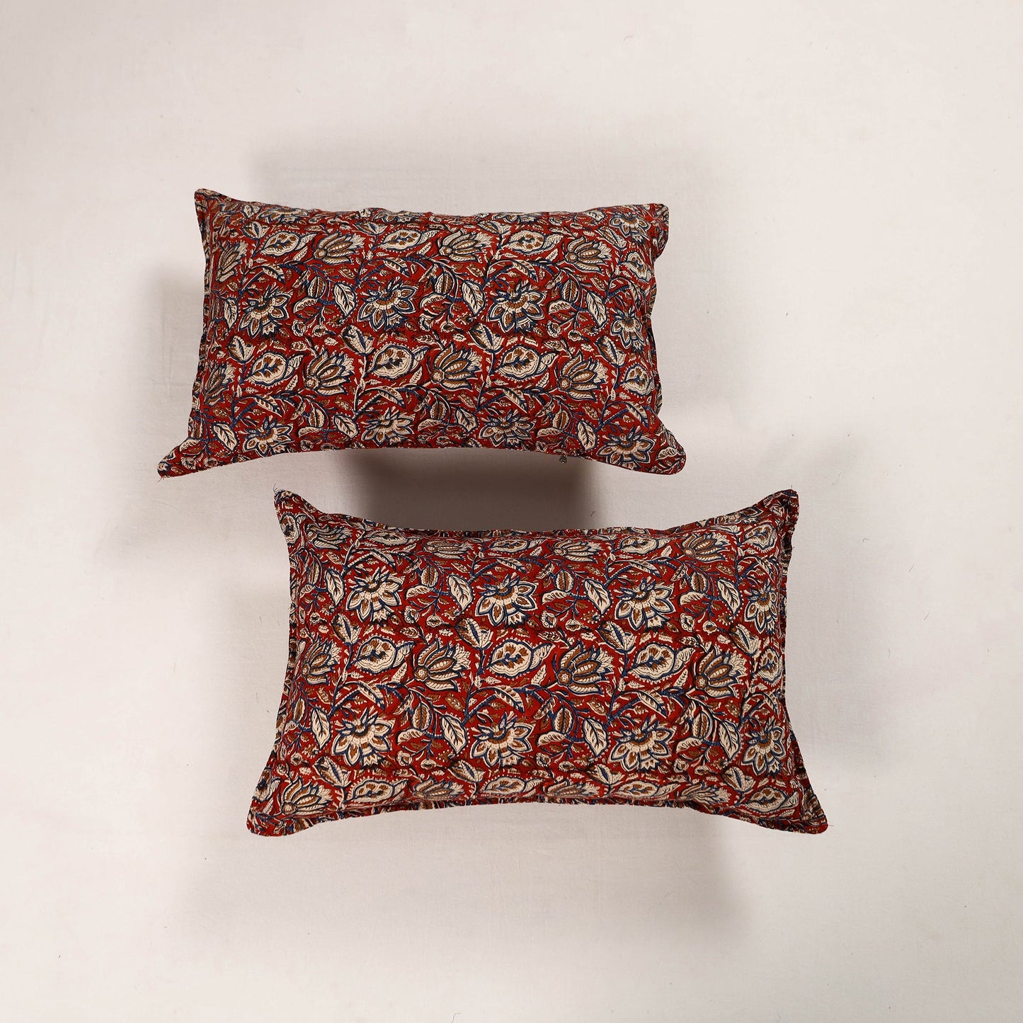 Red - set of 2 bagru cotton pillow covers 25 - handcrafted