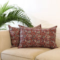 Buy Set of 2 Red Bagru Block Print Cotton Pillow Covers
