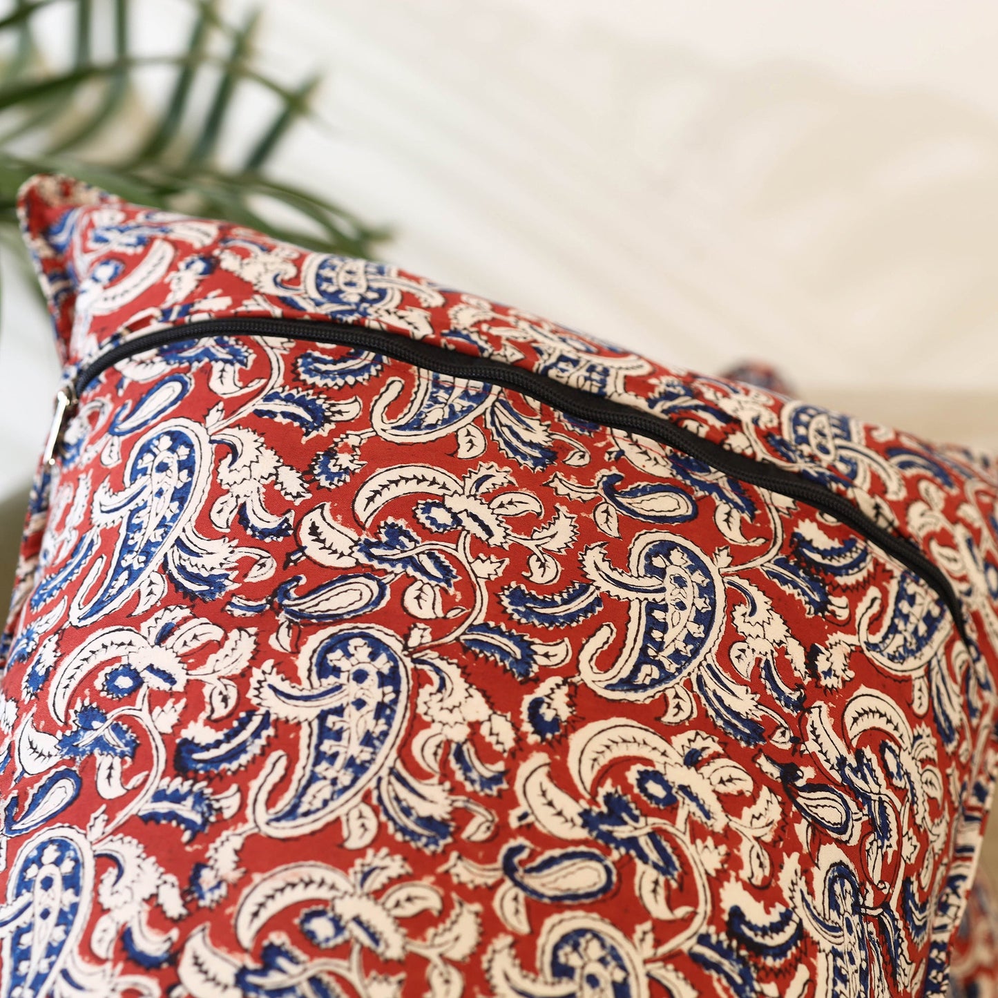 Buy Set of 2 Red Bagru Block Print Cotton Pillow Covers