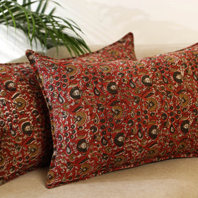 Buy Set of 2 Red Bagru Block Print Cotton Pillow Covers