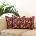 Buy Set of 2 Red Bagru Block Print Cotton Pillow Covers