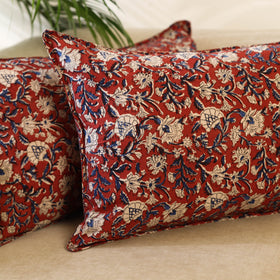 Buy Set of 2 Red Bagru Block Print Cotton Pillow Covers