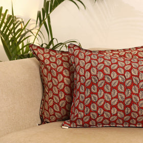 Red - set of 2 bagru hand pillow covers 14 - handcrafted