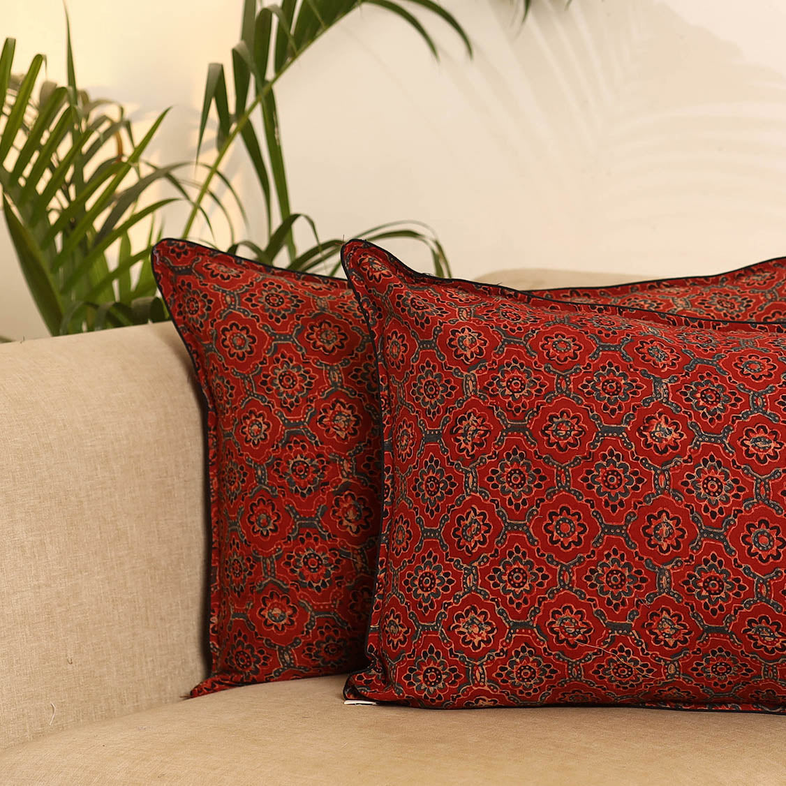 Red - set of 2 hand pillow covers 19 - handcrafted