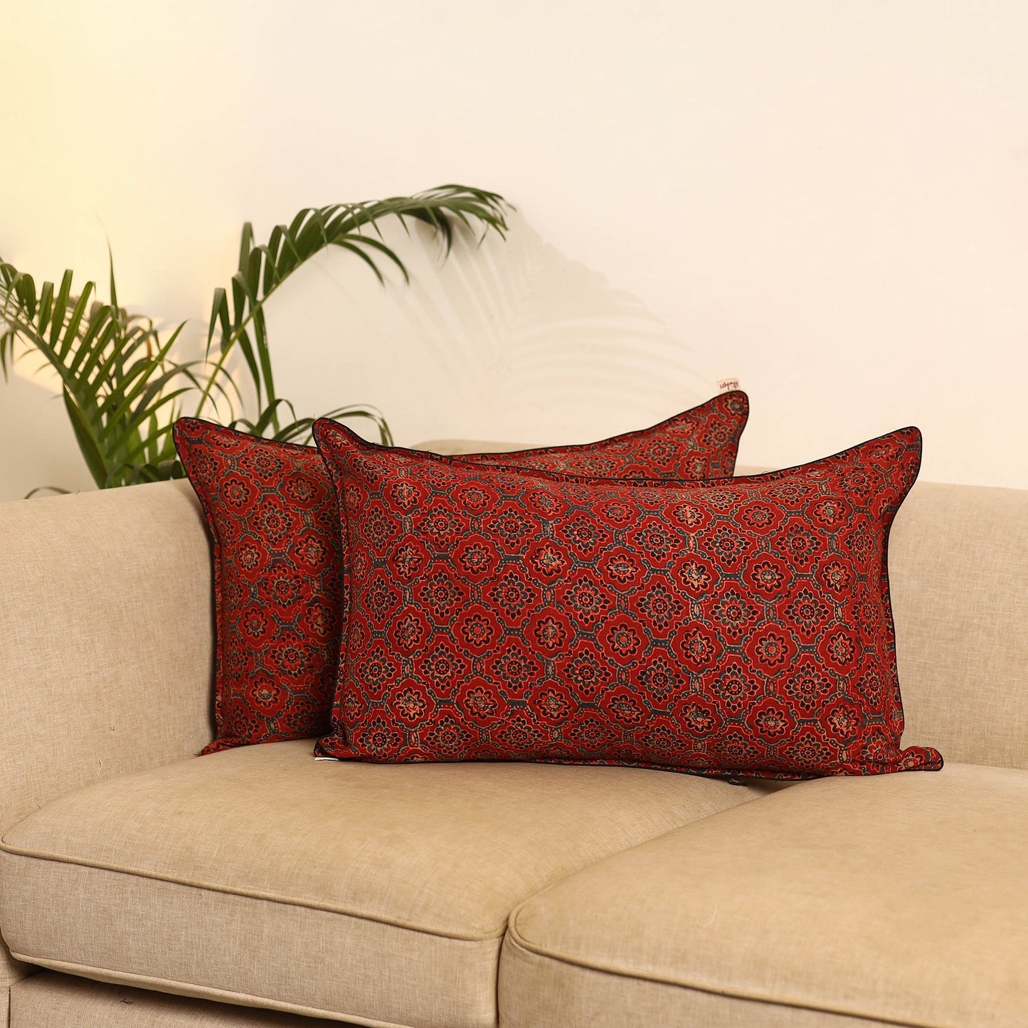 Red - set of 2 hand pillow covers 19 - handcrafted