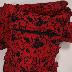 Buy Set of 2 Red Handcrafted Cotton Frill Pillow Covers