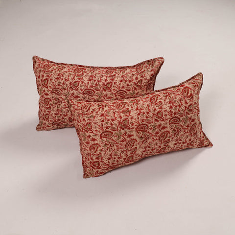 Buy Set of 2 Red Handcrafted Cotton Pillow Covers
