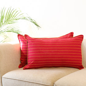 Buy Set of 2  Red Jjacquard Cotton Pillow Covers