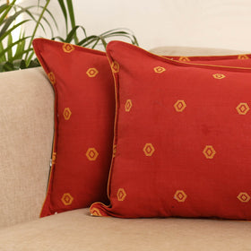 Red - set of 2 jacquard weave pillow covers 01 - handcrafted