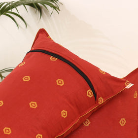 Red - set of 2 jacquard weave pillow covers 01 - handcrafted