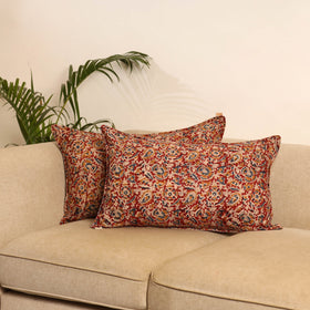 Red - set of 2 kalamkari hand pillow covers 31 - handcrafted