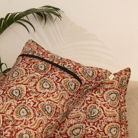 Red - set of 2 kalamkari hand pillow covers 37 - handcrafted
