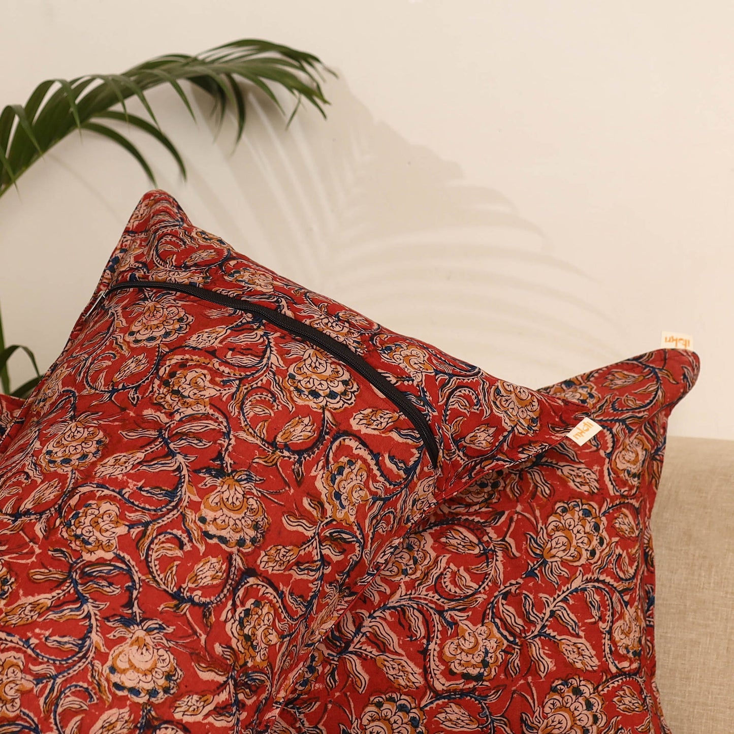 Red - set of 2 kalamkari hand pillow covers 42 - handcrafted