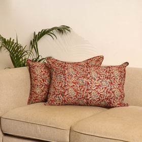 Red - set of 2 kalamkari hand pillow covers 45 - handcrafted