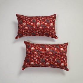Red - set of 2 sanganeri cotton pillow covers 03
