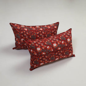 Red - set of 2 sanganeri cotton pillow covers 03