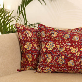 Red - set of 2 sanganeri pillow covers 03 - handcrafted