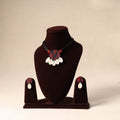 Red Shell Work Fabart Necklace Set