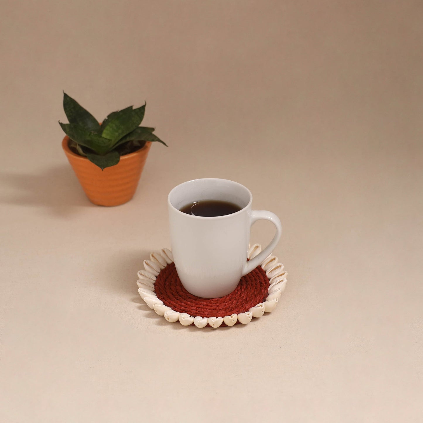 Shell work handcrafted thread coaster 11