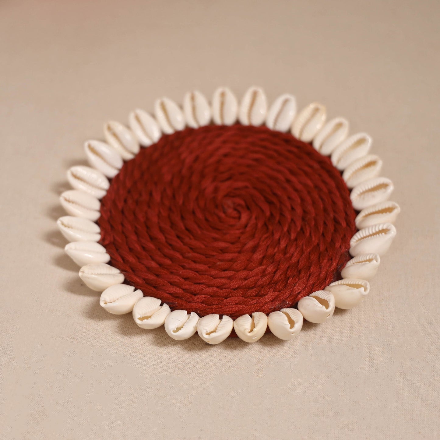 Shell work handcrafted thread coaster 11